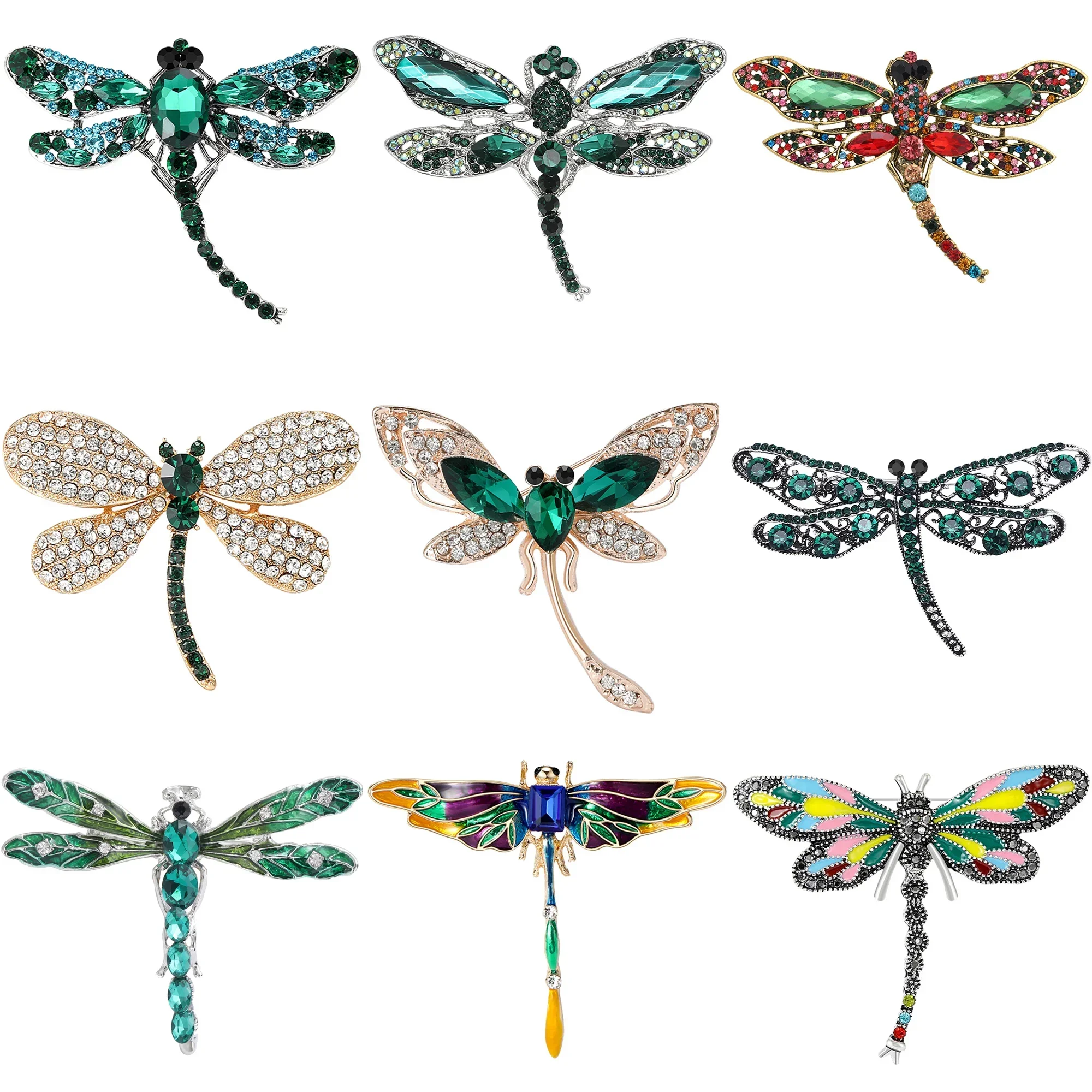 Rhinestones Dragonflys Brooches Trendy Rhinestones Dragonflys Brooches for Women Unisex Creativity Insects Pins Banquet Party Backpack Gifts Jewelry Accessories