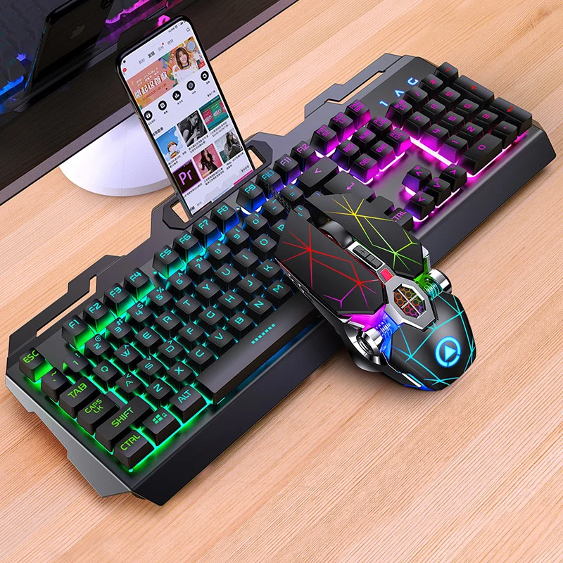 

2024 Colorful Wired Combo 104 Keys Keyboard And Mouse Changeable clavier Waterproof RGB Backlit Mouse Set for Desktop Laptop Key