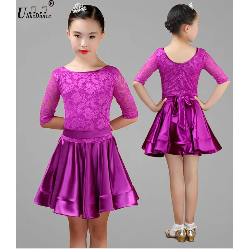 1pcs/lot Kids Child Girls Latin Dance Dress Floral Latin Dance dress Sexy Salsa Costume Ballroom Tango Dresses