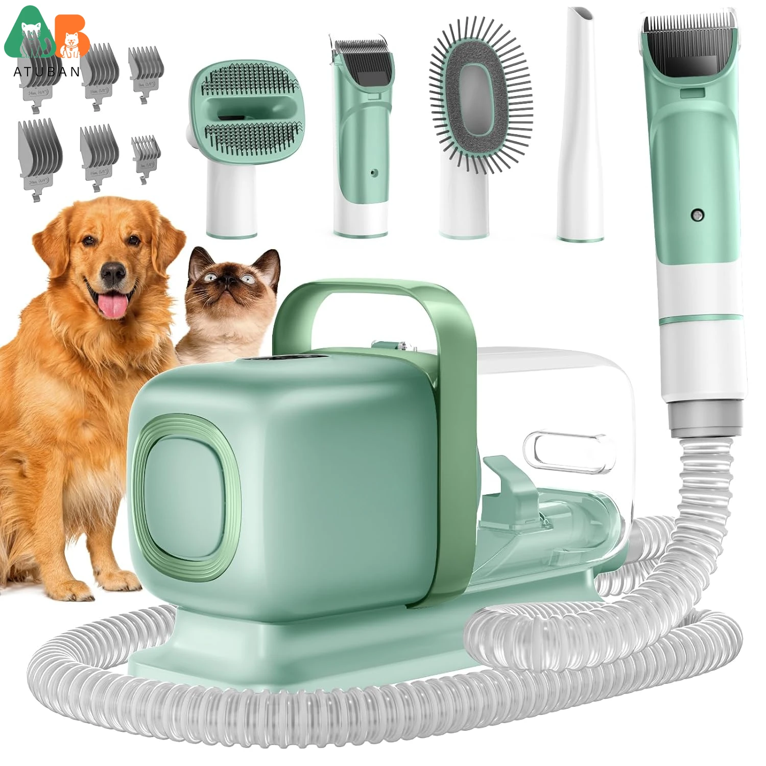 Dog Grooming Kit,Pet Grooming Vacuum&Dog Clippers,7 in 1 Pet Grooming Vacuum,Professional Grooming Shedding Tools for Dogs Cats 1
