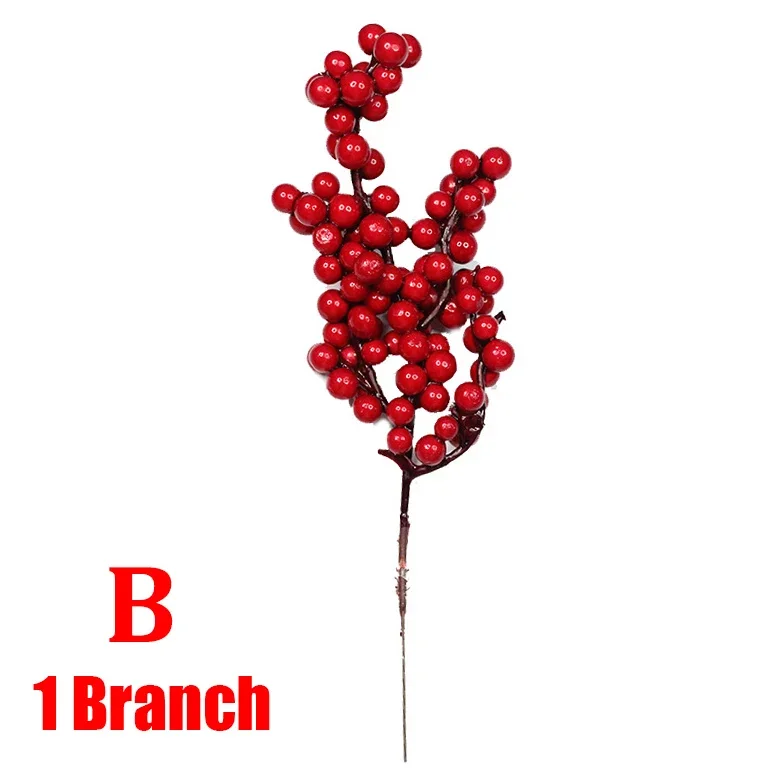 1/30 Branches Dense Berries Artificial Flowers Bouquet Red Holly Berry  Stamen Plants Xmas Tree Christmas Party Home Decor - AliExpress