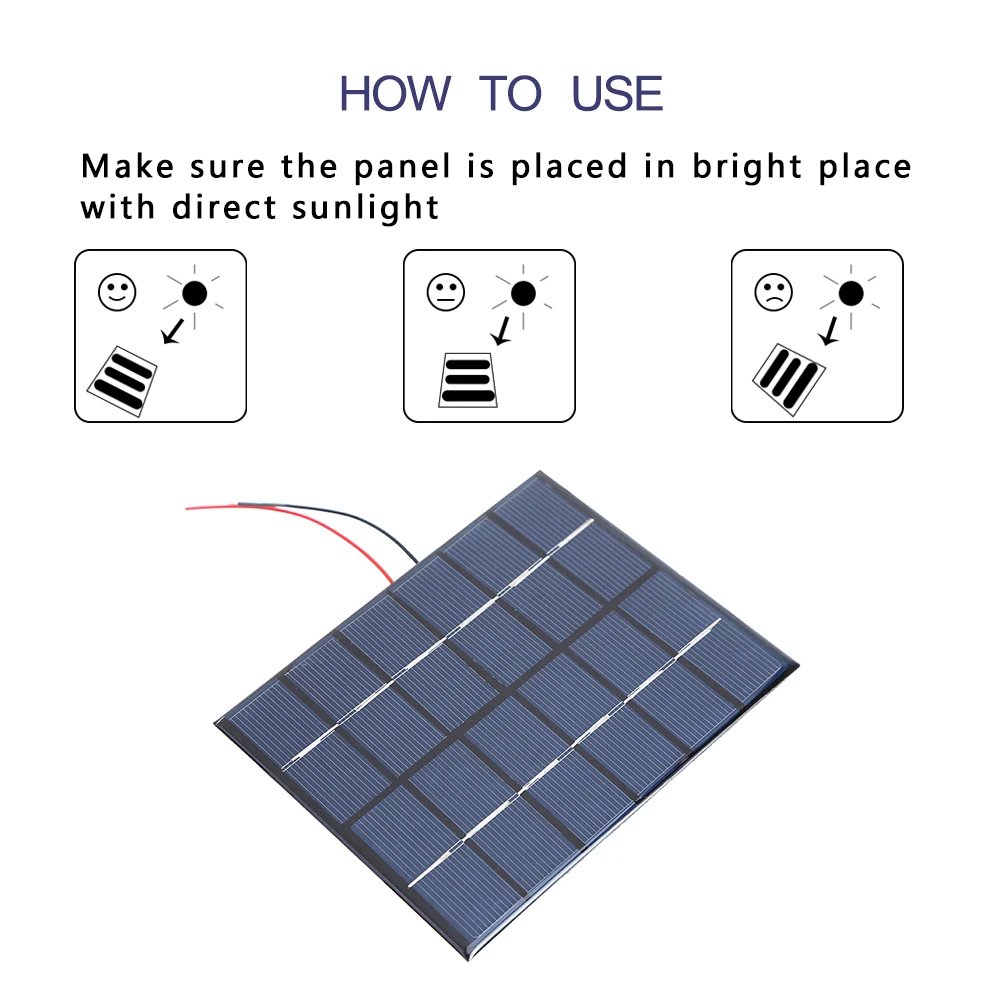 2W 6V 태양 전지 패널 DIY 태양열 충전기 패널 저전력 전기 기기용 고효율 휴대용 태양 전지 패널