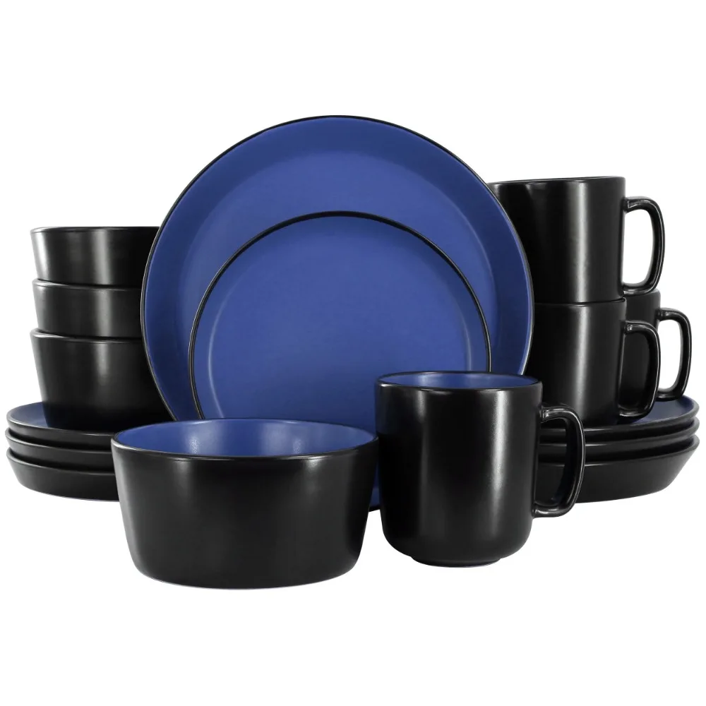 Набор-посуды-из-16-предметов-из-керамики-двухцветный-черный-и-синий