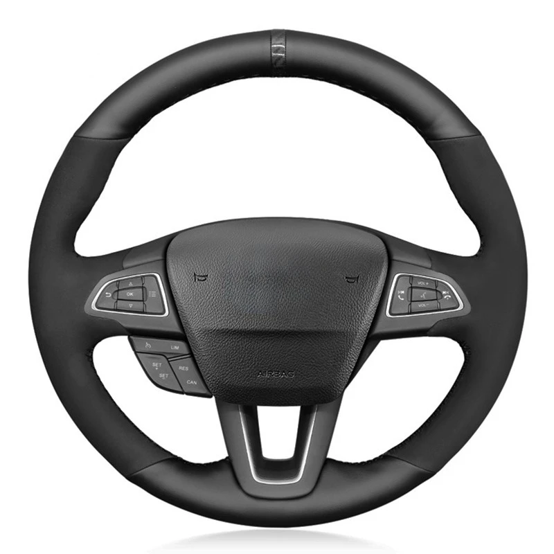 

Чехол на руль автомобиля, черный, из натуральной кожи, для Ford Focus 2015-2018 Kuga 2016-2019 C-MAX (Grand C-Max) 2015-2020 Ecosport