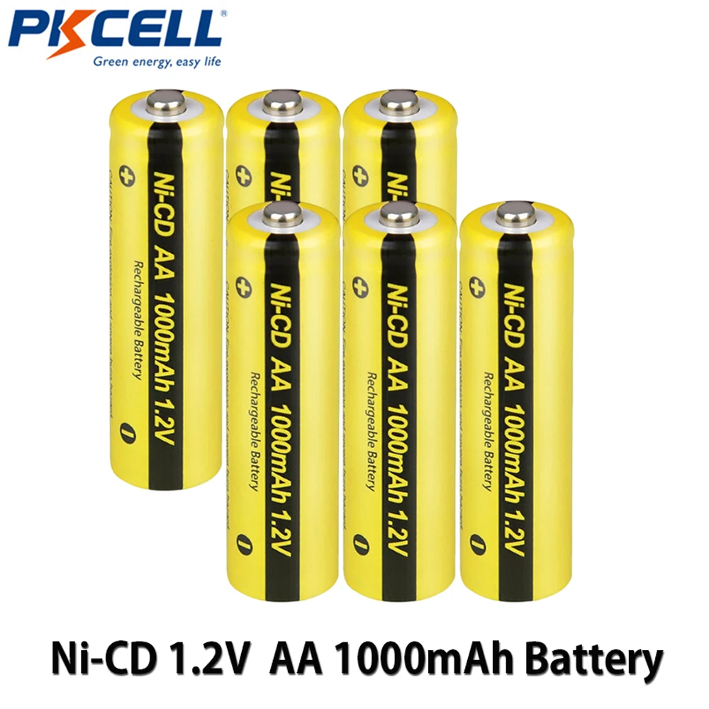 

2/6/12PCS 1.2V 1000mAh AA Rechargeable Battery Ni-CD AA Industrial Battery for Alarms Toy Solar/Garden Light Fast Shipping