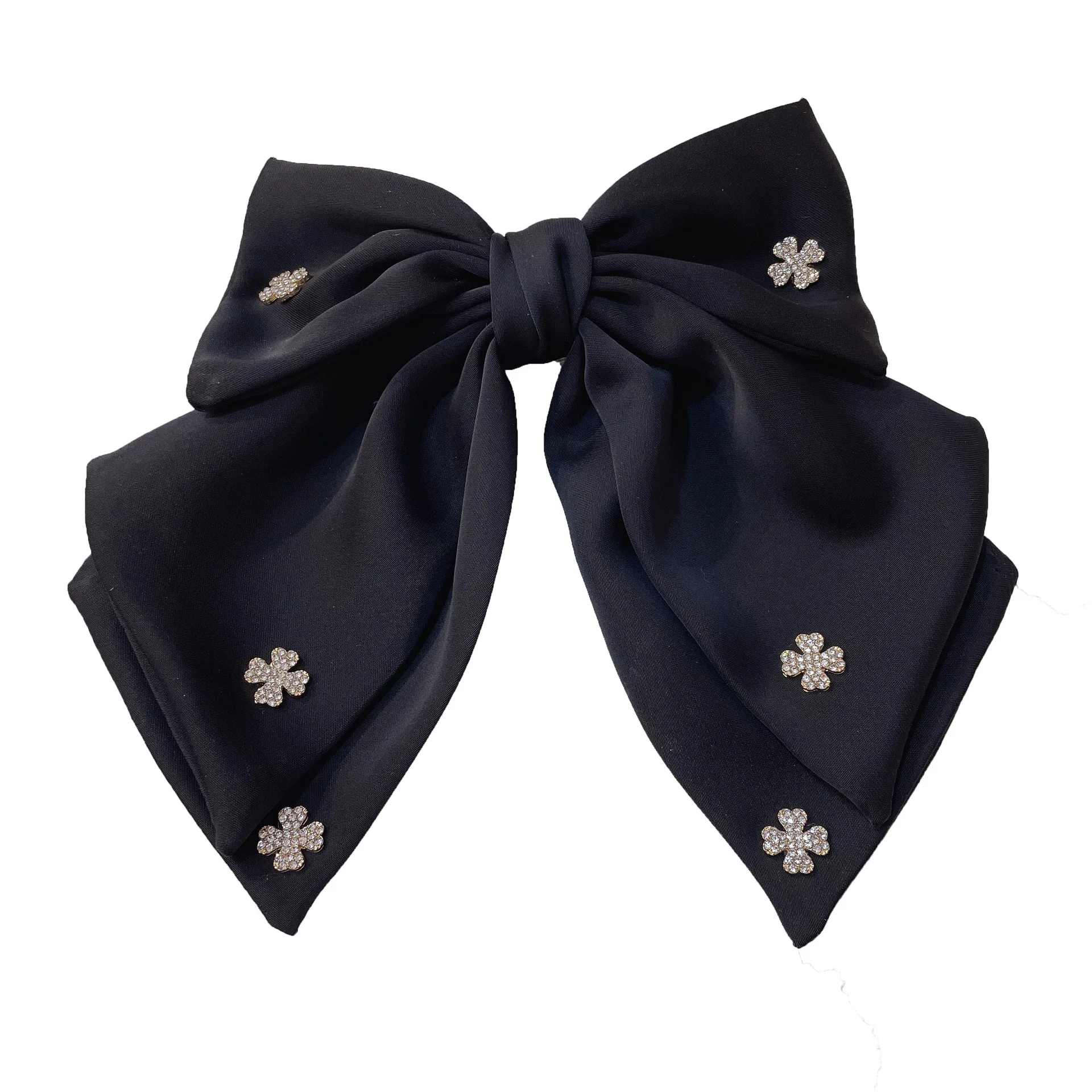 Rhinestone Bow Hair Clip | Satin Hair Accessories | Satin