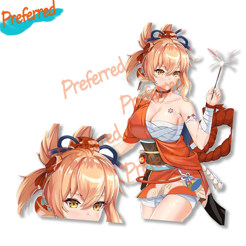 

Автомобильная наклейка Yoimiya Genshin, наклейка для всех автомобилей, гоночный ноутбук, мотоциклетный шлем, багажник, ящик для инструментов, для серфинга, кемпера, бампер на окно