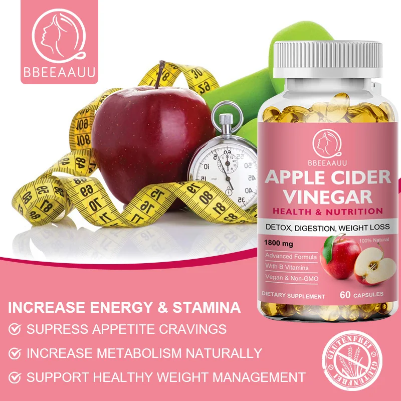 BBEEAAUU Morning &Evening Detox Apple Cider Vinegar Capsule for Men & Women Constipation and Bloating Inhibit Fat Slimming Tool