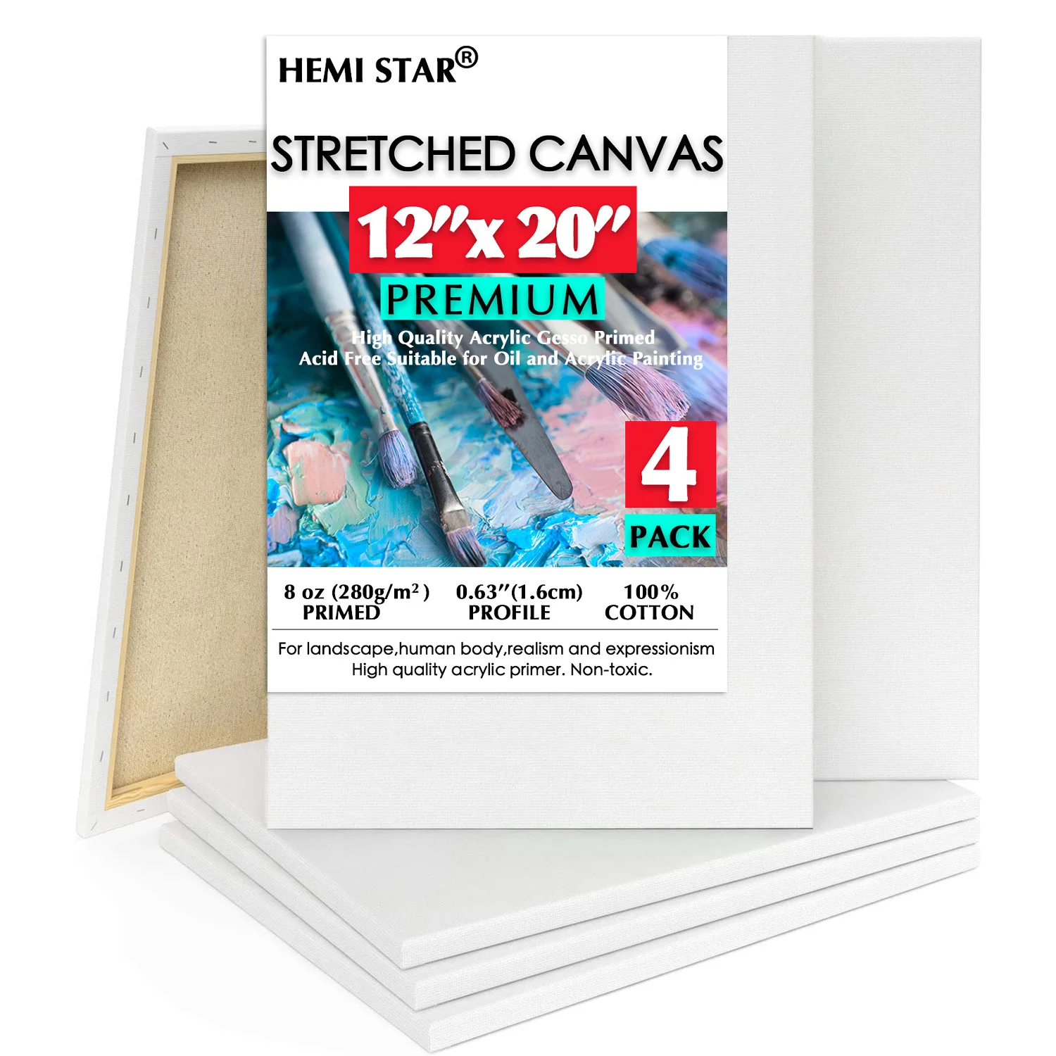 Stretched White Canvas Boards for Painting for Acrylic Oil Paints