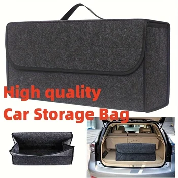 Organizer per Bagagliaio Auto in Feltro Pieghevole, Borsa Portaoggetti di Grande Capacità con Maniglia per SUV, Berlina, Camion, Accessori Interni Auto