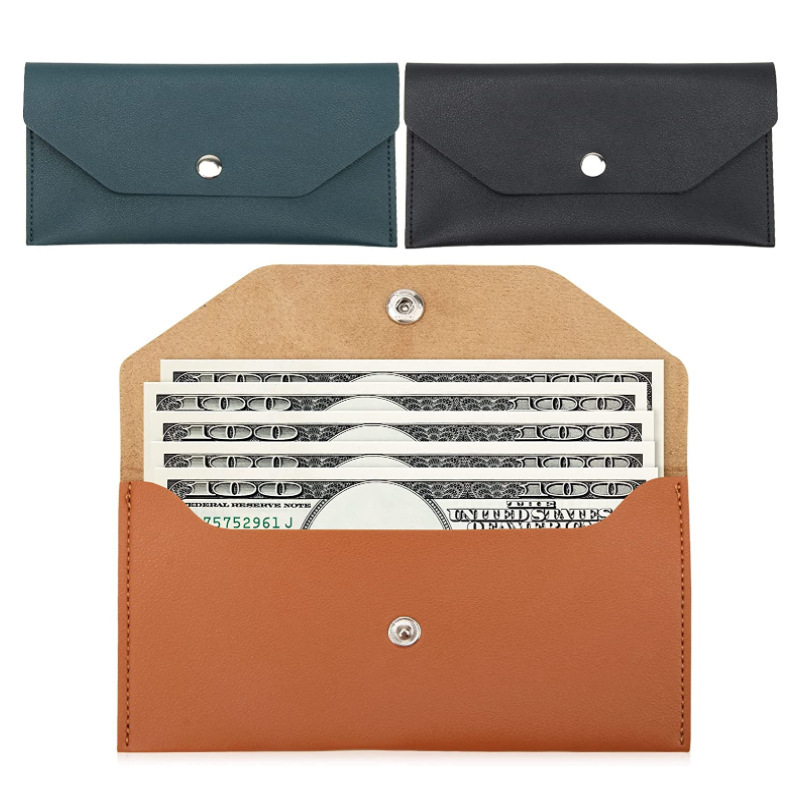 Envelope Wallet Pu Leather Cash Envelope Wallet Classic Fashion Women'S Wallet Ferrule Name Card Holder Gift For Men Coin Purse