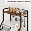 Kitchen Bakers Rack, Microwave Oven Stand with Large Wire Basket, Industrial Coffee Bar Station 5