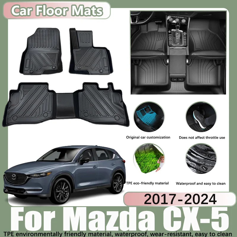 

RHD Car Floor Mats for Mazda CX-5 CX5 2017-2024 2021 2018 Carpet Anti-dirt Tray Car Waterproof Foot Pad Custom Liner Accessories