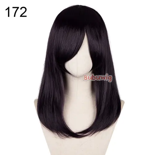 Bubuwig Synthetic Hair Over 100 Colors Fashion Classic 40cm Long Straight Anime Cosplay Wigs Pure Color Black Wig Heat Resistant - Image 4