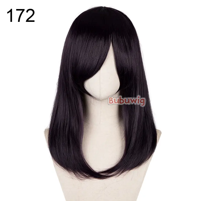 Bubuwig Synthetic Hair Over 100 Colors Fashion Classic 40cm Long Straight Anime Cosplay Wigs Pure Color Black Wig Heat Resistant - Image 4
