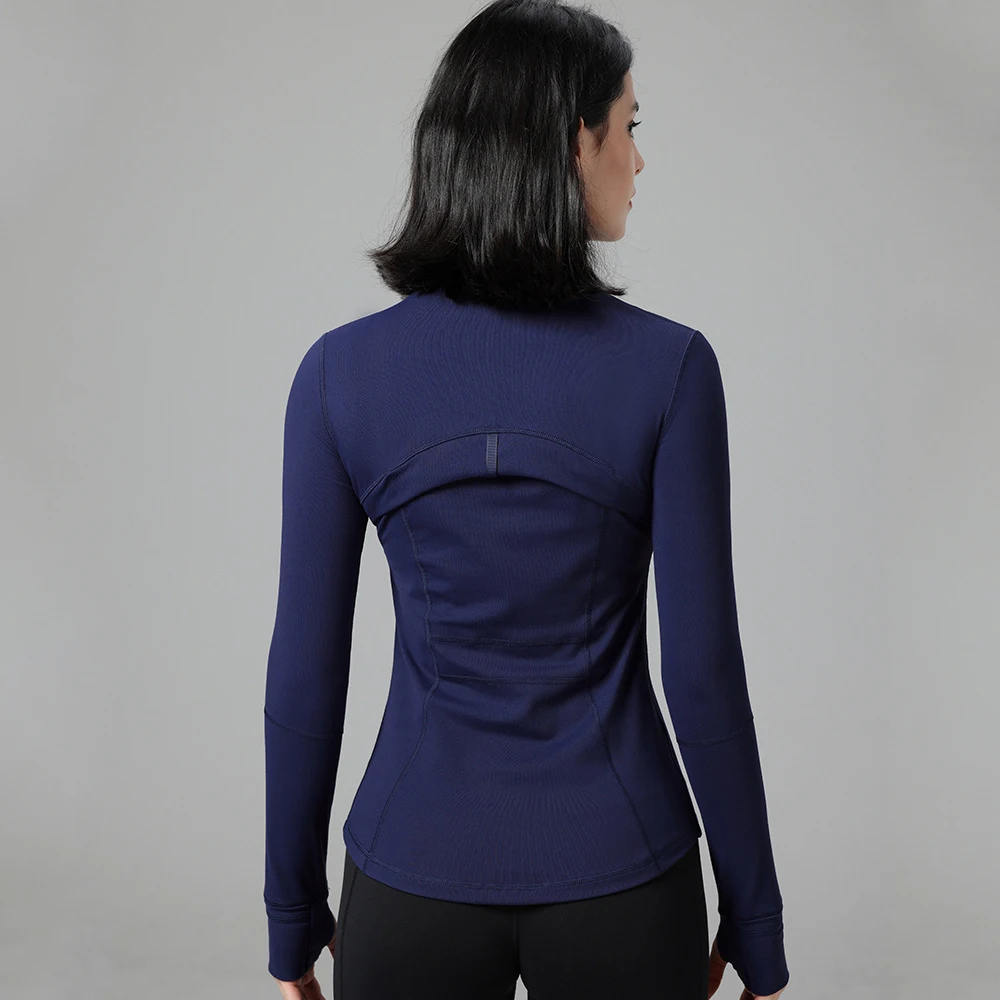 Yoga Nylon Stretch Track Jacket Gym Fitness Sport Top High Elasticity Long Sleeves Zipper Motorcycle Jacket Coat Sportswear