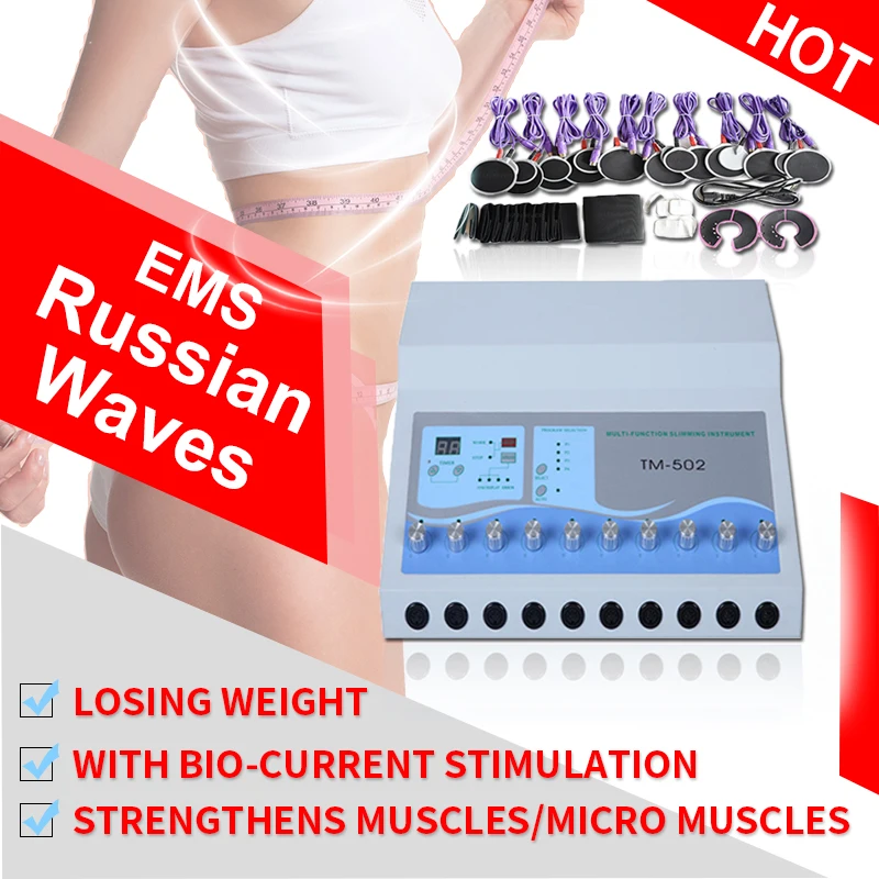 Máquina de electroestimulación para pérdida de peso, estimulador muscular  eléctrico ems, masajeador de ondas rusas.