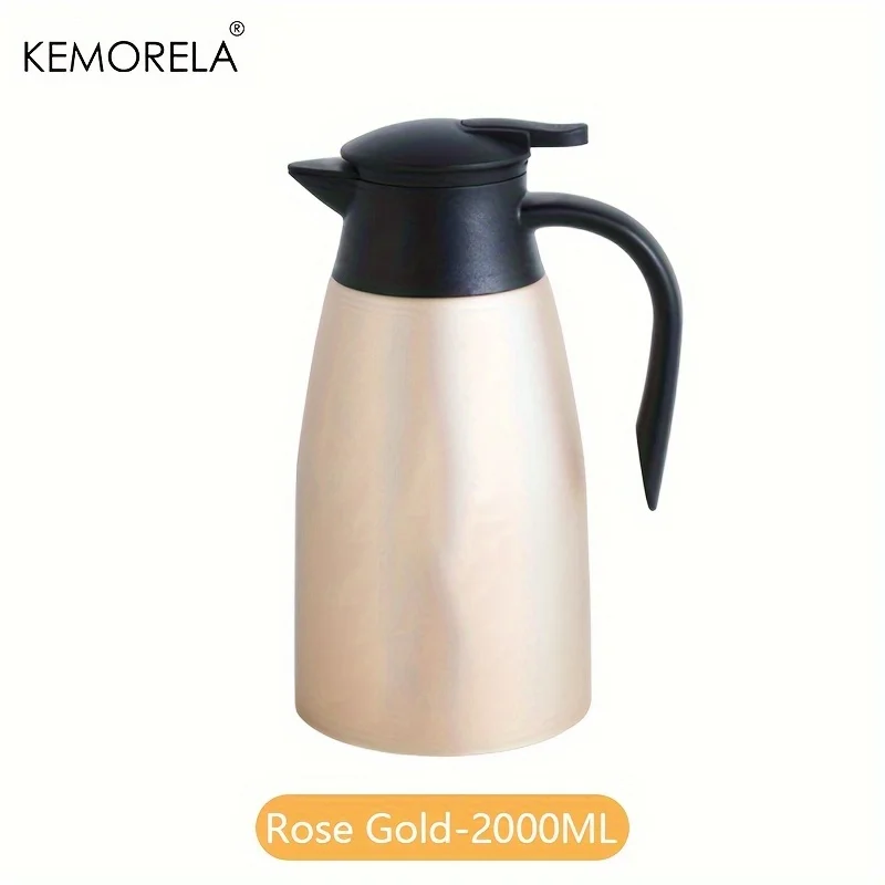 KEMORELA 2L Coffee Thermal Kettle Stainless Steel Vacuum Flasks Office Thermos Bottle Insulation Kettle Hot Water Thermos Pot