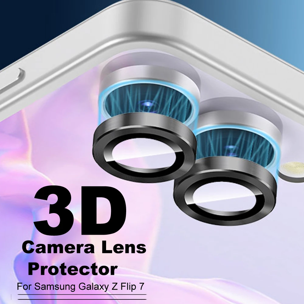 Premium 3D Tempered Glass Camera Protector with Metal Ring