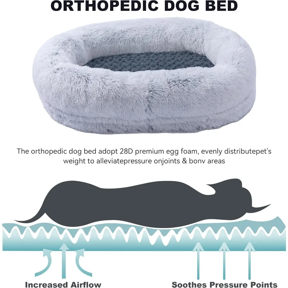 Dog Bed for Large Dogs,Orthopedic Dog Bed with Removable Washable Cover,Egg Crate Foam Pet Mat for Large,Jumbo,Medium,