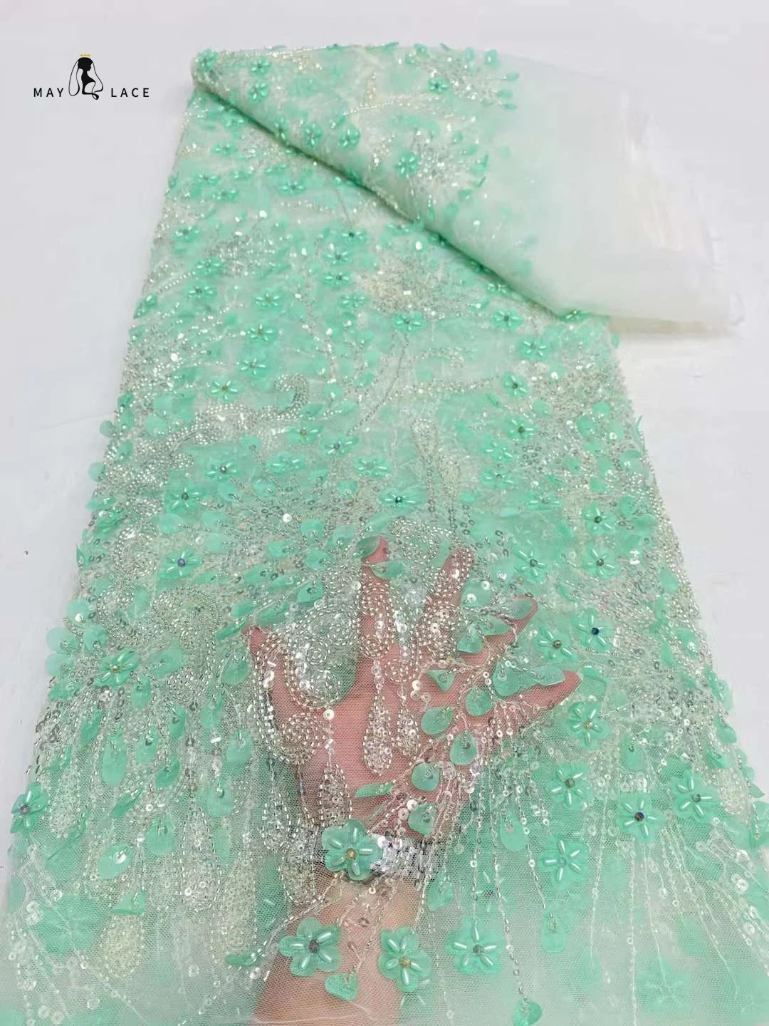 

Clearance sale 2024 African Sequins Groom Lace Fabric for Wedding Nigeria and French Tulle High Quality Groom Embroidery 5 Yards