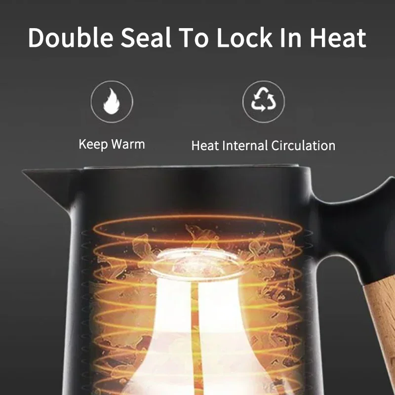 1L European Style Insulated Kettle with Wooden Handle - Large Capacity Hot Water Bottle
