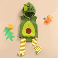 VISgogo bébé filles garçons 2 pièces Halloween barboteuse vêtements avocat sans manches fermeture éclair à capuche combinaisons + bas rayés tenues 2