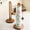 Solid wood paper towel rack Kitchen perforation-free roll paper storage rack cloth plastic wrap bag vertical storage rack 3