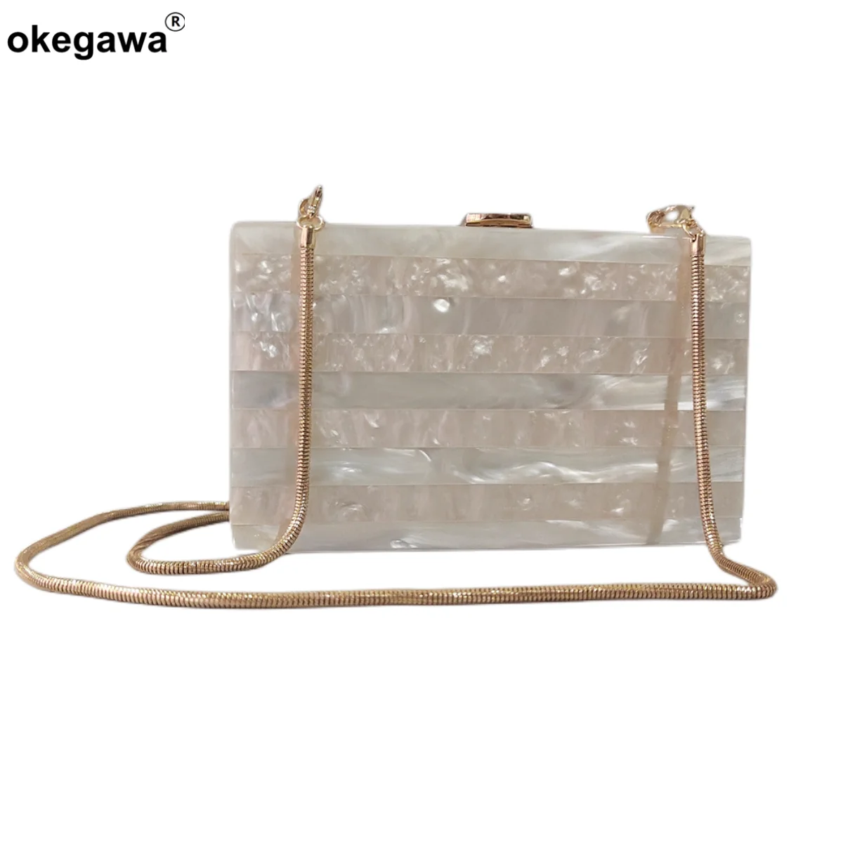 Perla A Righe Bianche Con Pochette In Acrilico Nudo Borsa Donna Borsa Donna Famosa Marca Marca Famosa Borsa Da Sera A Tracolla