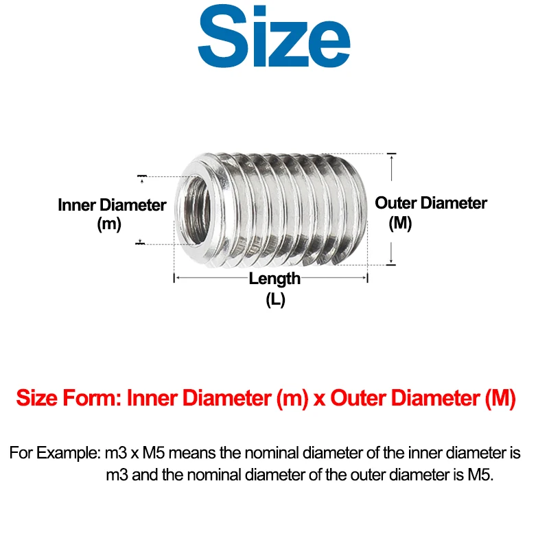 2/5PCS M2.5 M3 M4 M5 M6 M8 M10 M12 304 Stainless Steel Inside  