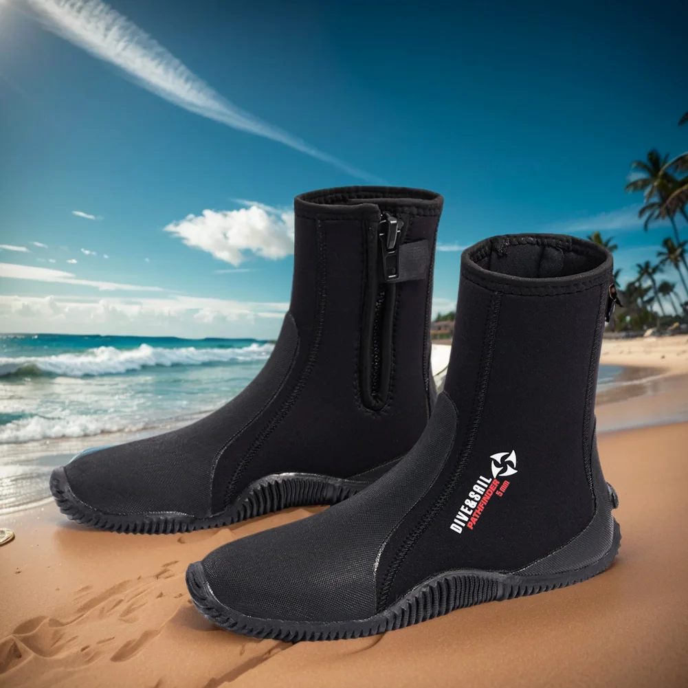 Neoprene Diving Boots Zipper Dive Boots Anti-Slip 5mm Scuba Diving Boots Lightweight for Diving Snorkeling Surfing 2