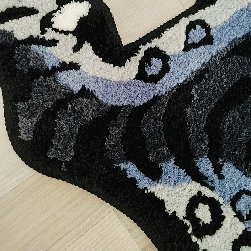 Largest Black Tibetan Tiger Carpet Thicken Plush Tufted Animal Bedside Carpet Non-slip Absorbent Bathroom Mat Area Rug 200X120cm 6
