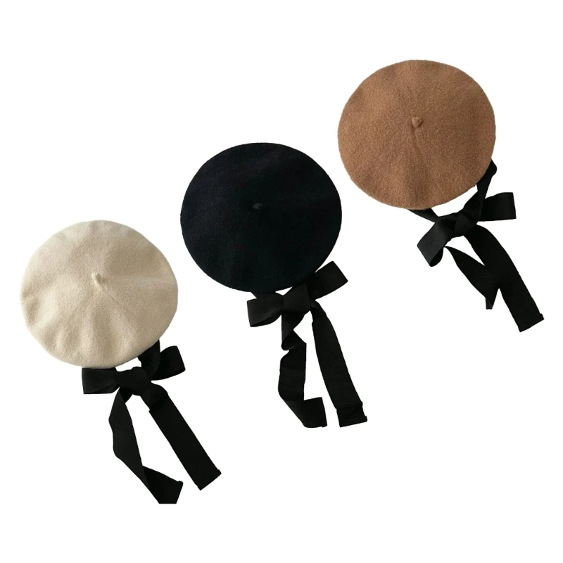 

N80C Stylish Girls Hat Adjustable Lace Up Designed Breathable Kids Beanie Cap