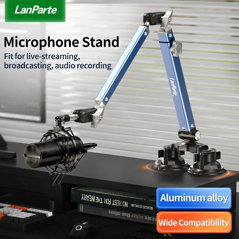Microphone Stand New Mic Arm Desk Mount Low Profile 360&deg; Swivel Mic Boom Arm Adjustable Microphone Detachable Rise Column Streaming