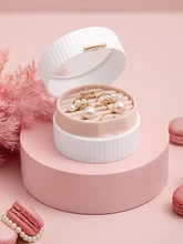  Velvet Jewelry Box Fashion Double Layer Jewelry Box Portable Dustproof Earrings Ring Single Jewelry Storage Box Woman Gift 