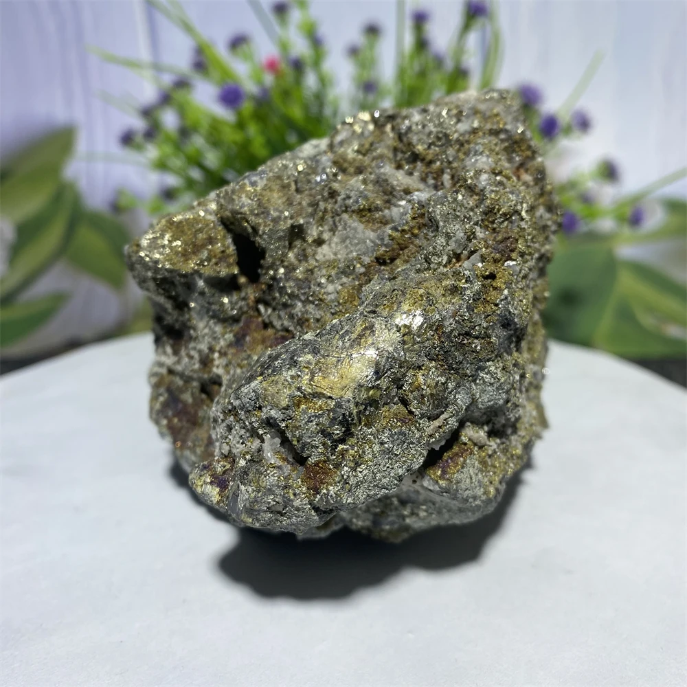 الحجر الطبيعي الخام النحاس البايريت المعدنية عينة التكافلية الأصلية الأحجار  الكريمة التأمل شفاء هدية ديكور المنزل