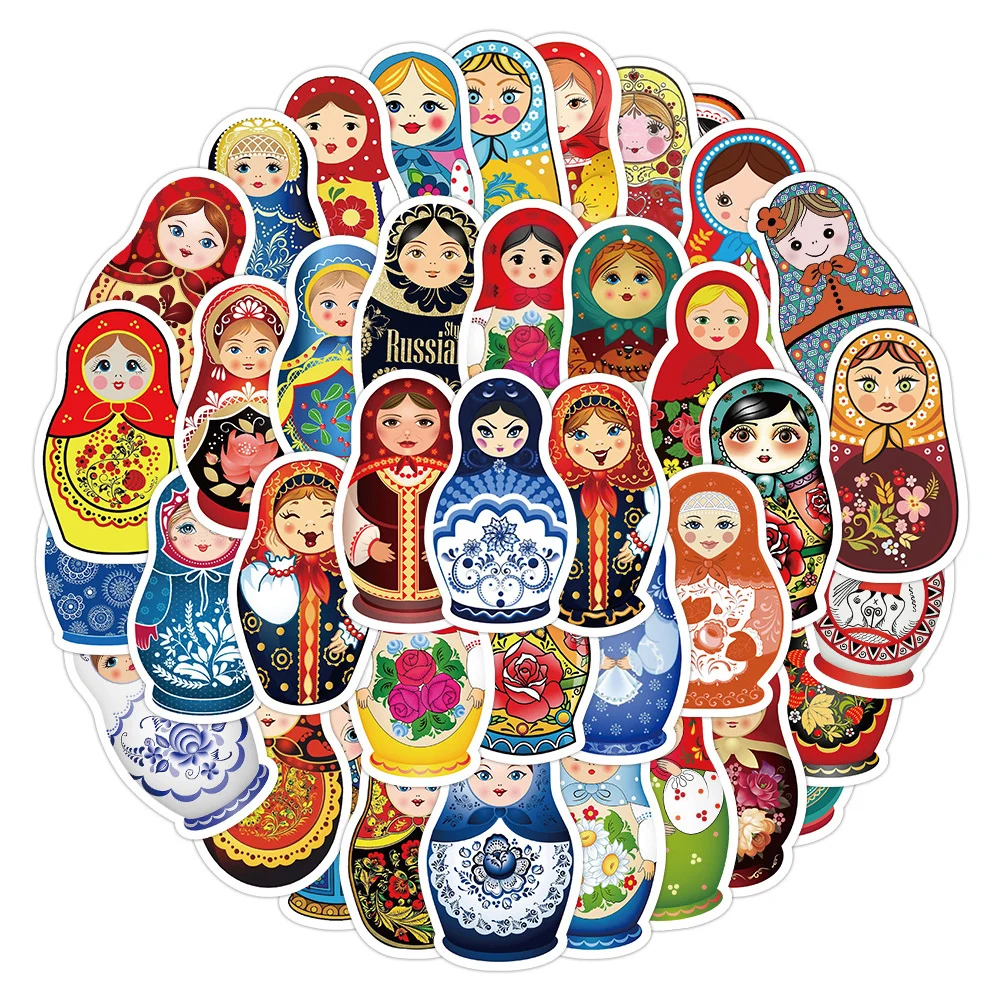 

10/30/50pcs Russian Nesting Dolls Cartoon Stickers for Kids Decals Graffiti Laptop Phone Scrapbooking Waterproof Cute Sticker