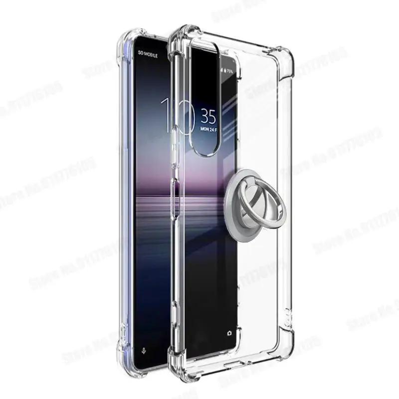 Clear Silicone Shockproof Case with Ring Holder and Airbag Protection