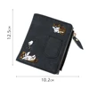데님지갑 Denim Style Cat Embroidered Short Wallet Multi-Purpose Large Capacity Purse For Bag Shoulder Bag Cartera De Mezclilla 5