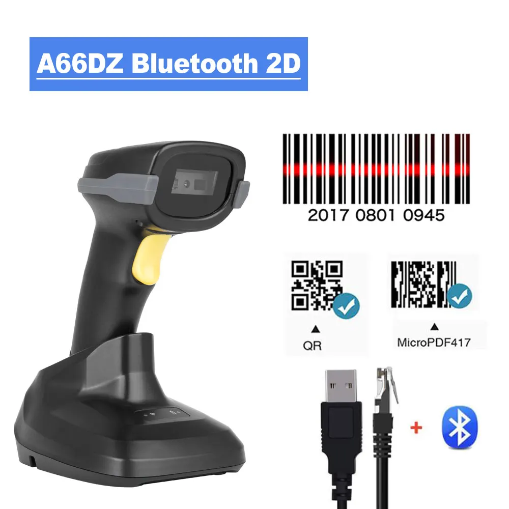 Holyhah A30D Wireless Wired Barcode Scanner Bluetooth Handheld Barcode Reader 1D 2d Laser QR Code Reader Desktop Scanner