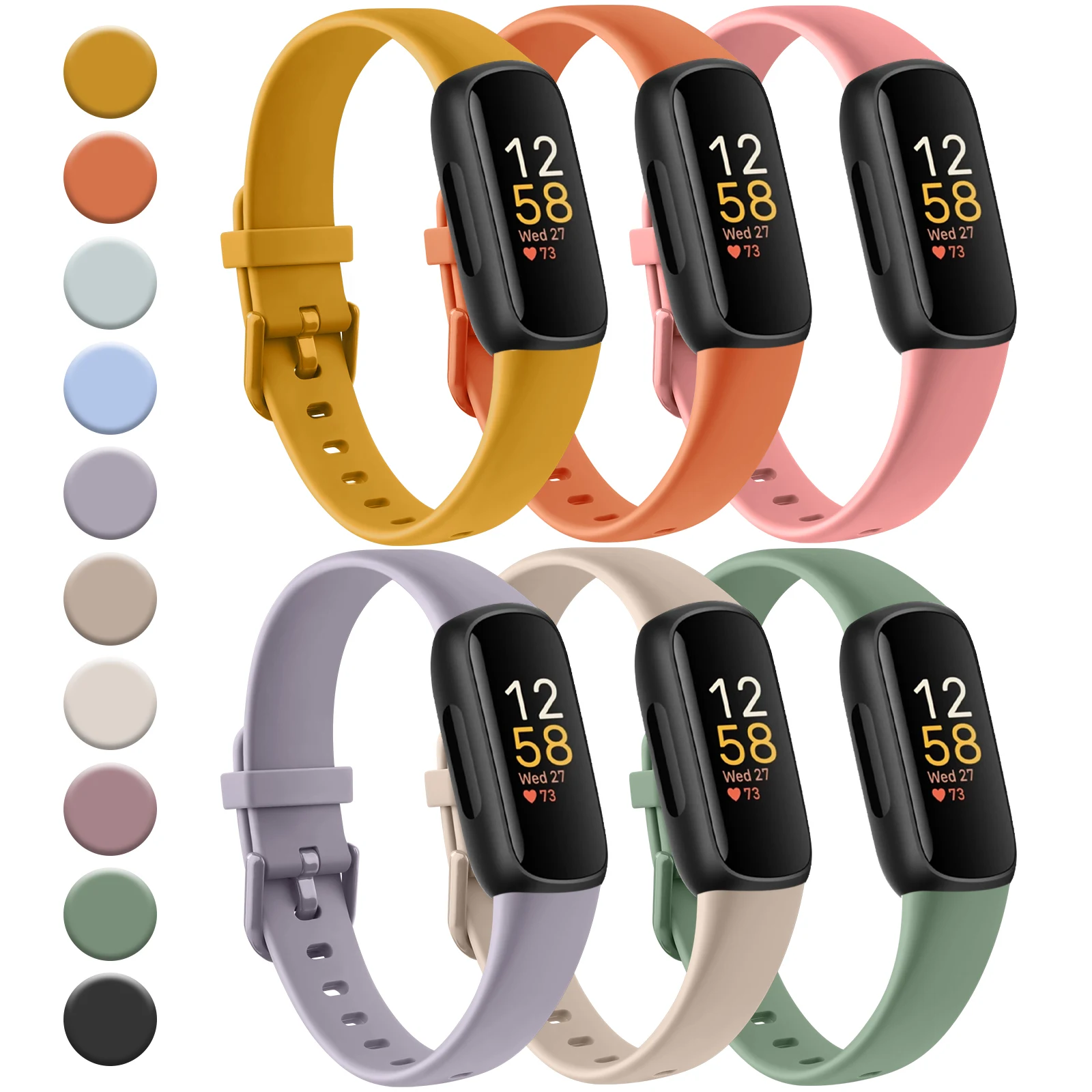 2025 호환 Fitbit Inspire 3 용 소프트 실리콘 스트랩 조정 가능한 손목 밴 티몬