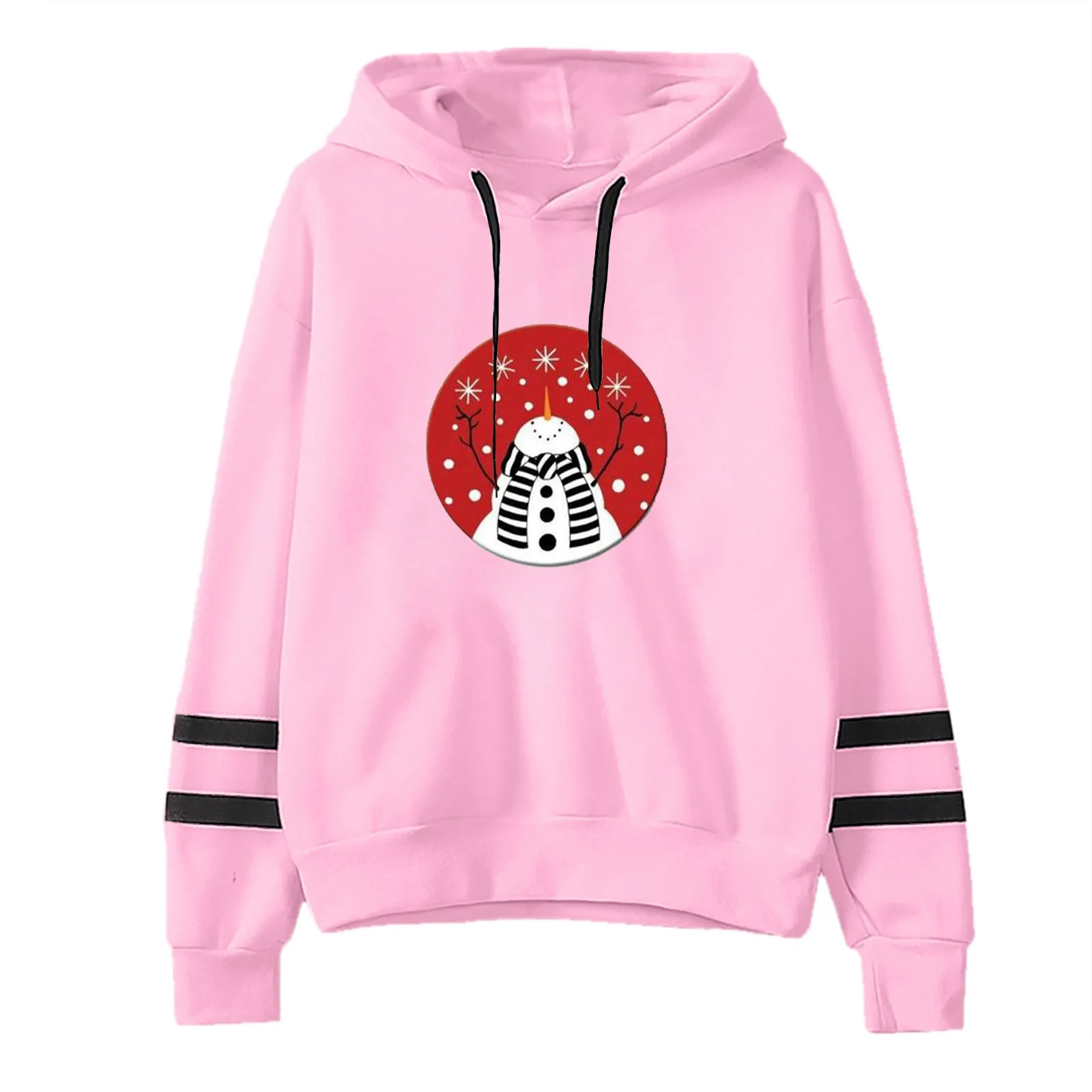 

Ms Christmas Gnome Printing Long Sleeve Hooded Fleece Jacket Jumper European Style Loose fit