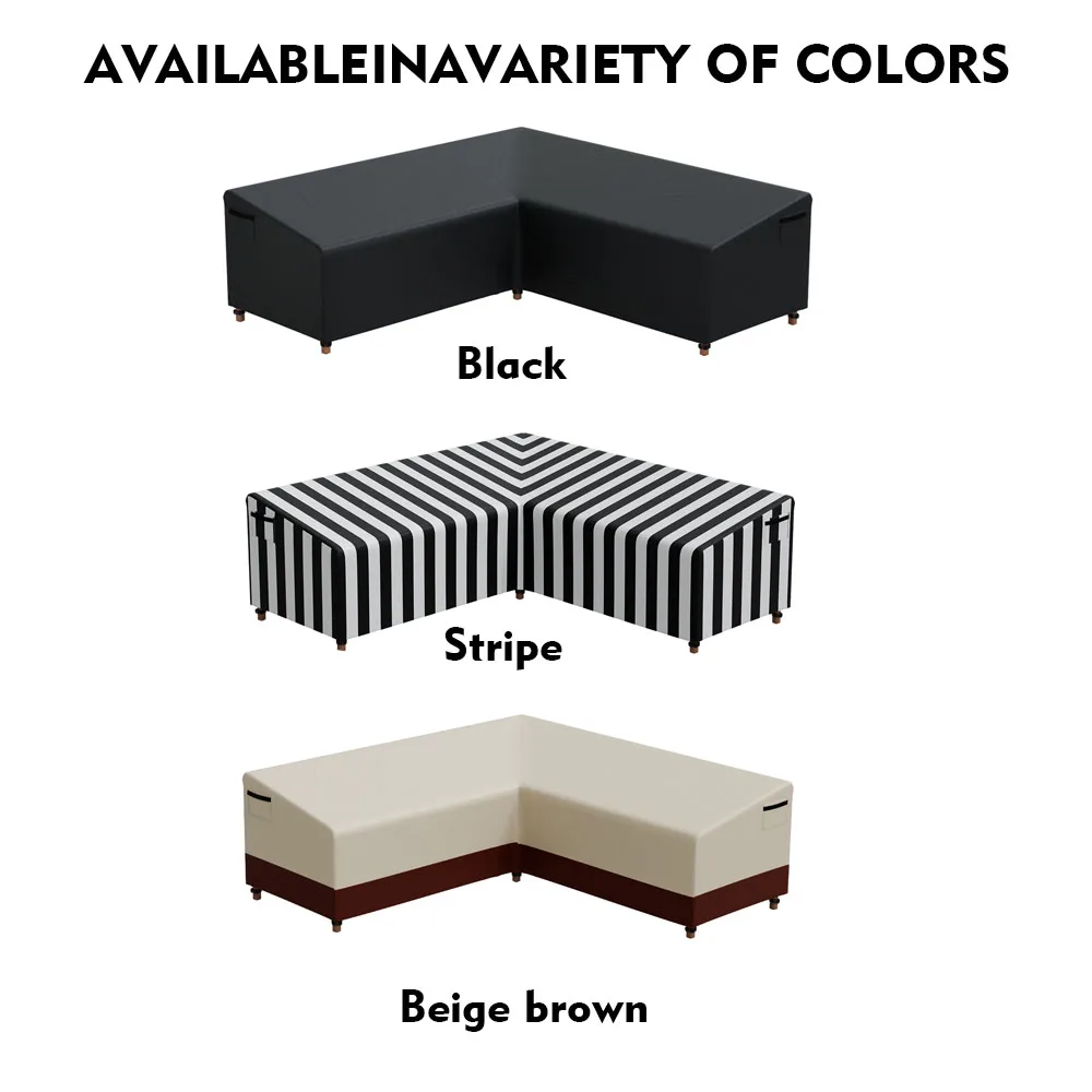 420D Outdoor V-Shaped Heavy Sofa Cover Duty Sectional Lawn Patio Furniture Cover Waterproof Sturdy  Patio Sectional Couch Cover 5