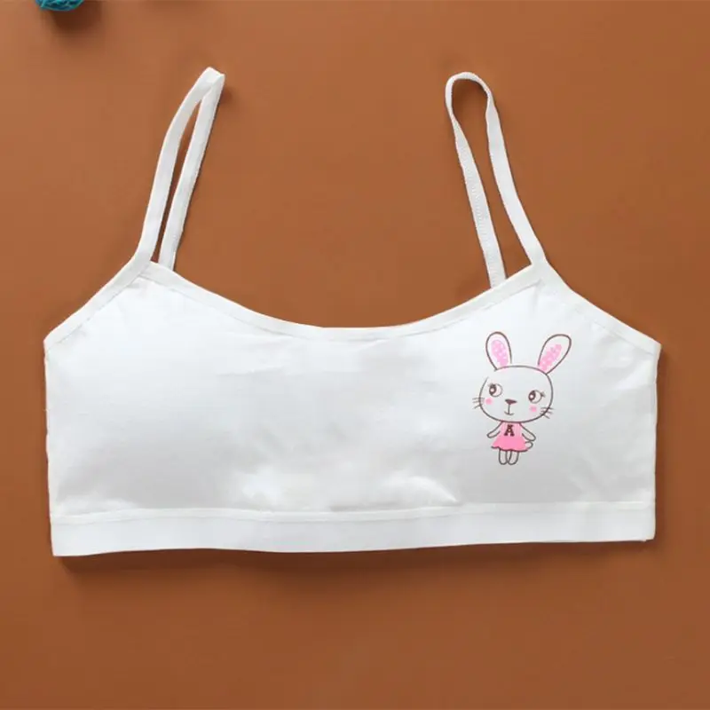 

Young Teenager Girls Cotton Cartoon Rabbit Underwear Sport Bra Wireless Puberty