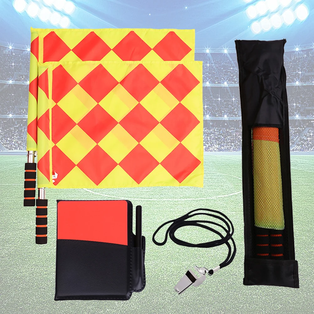 Description Picture 6 of itemSoccer Referee Kit Referee Flag Soccer Referee Cards Referee Whistle Set Sport Training Useful Referee Tool