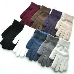2022 Winter Men Women Gloves Solid Woolen Thick Warm Cycling Driving Gloves Full Finger Mittens Knitted Couple Gloves Hand Warm
