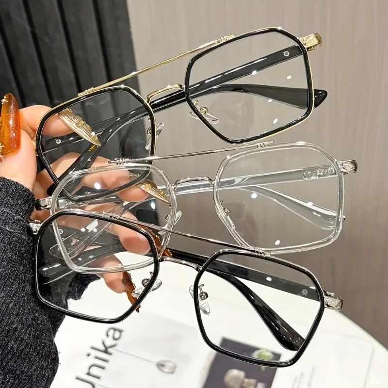 1 Pair Retro Geometric Full-Rim Glasses Unisex Fashion Eyewear Casual & Formal Wear Ideal Gift Vintage Style
