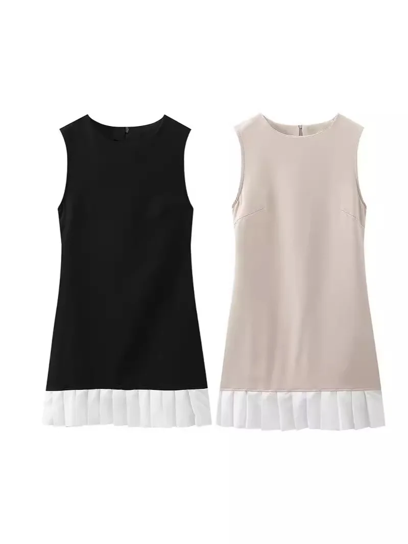 

Basic Simple Solid Color Thin 2024 Summer New Slim Fake Two-piece Sleeveless Dress
