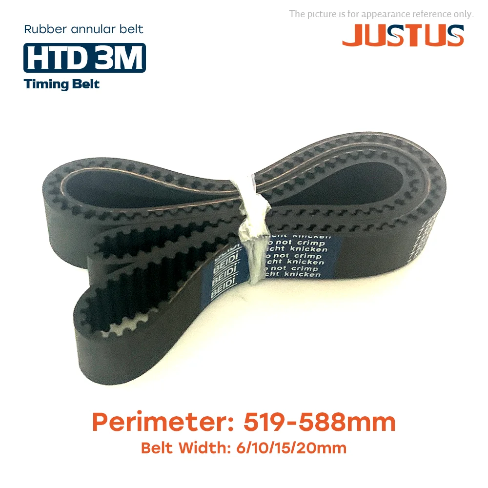 Gummisynchronriemen HTD3M – 576 Bis 612 Mm Länge, 10 Mm Breite, Für 3D-Drucker, CNC & Automatisierungstechnik
