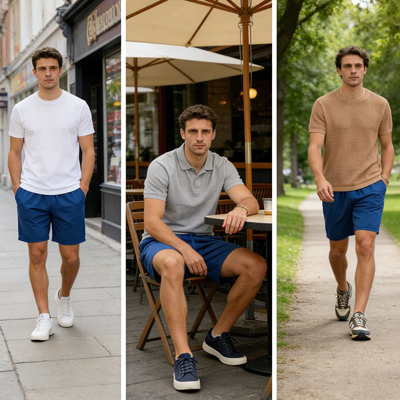5-piece men's casual shorts with drawstring waistband, breathable fabric, available in multiple colors - ideal choice for summer 5